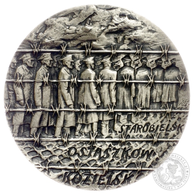 KATYŃ, PAMIĘCI POLSKICH OFICERÓW ZAMORDOWANYCH W 1940 R, medal srebrzony
