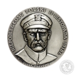 Niepodległość Polski - Józef Piłsudski, medal, srebrzony