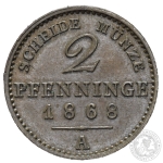 2 Pfennig, 1868 B, Wilhelm I. (1861-1888)