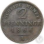 2 Pfennig, 1866 A, Wilhelm I. (1861-1888)