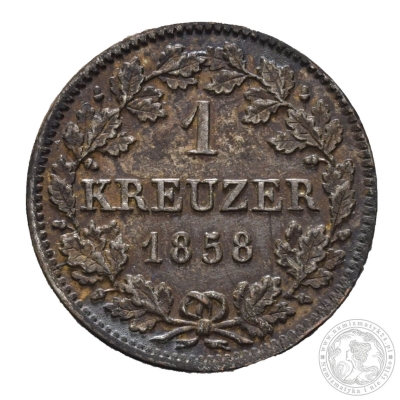 1 Kreuzer, 1858, Bayern Bawaria, Maximilian II. (1848–1864)