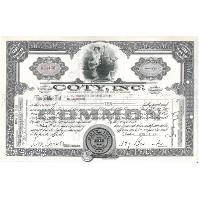 Coty, Inc. :: Certifies 1939